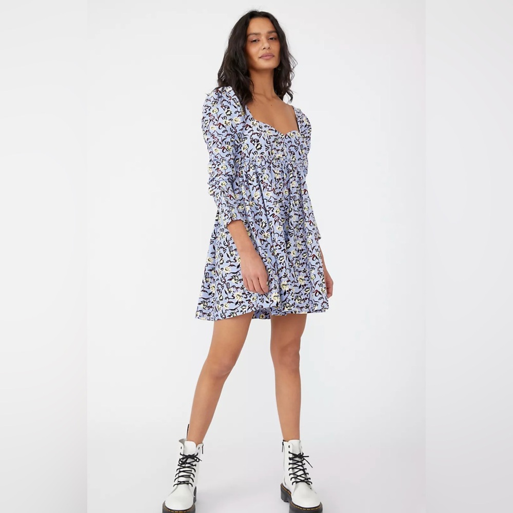 FREE PEOPLE NWOT Floral Corduroy Mini Dress for Fall/Summer